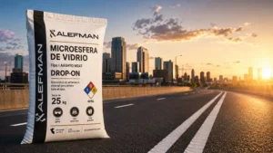 Saco Alefman de microesfera de vidrio para pintura base agua junto a líneas viales urbanas