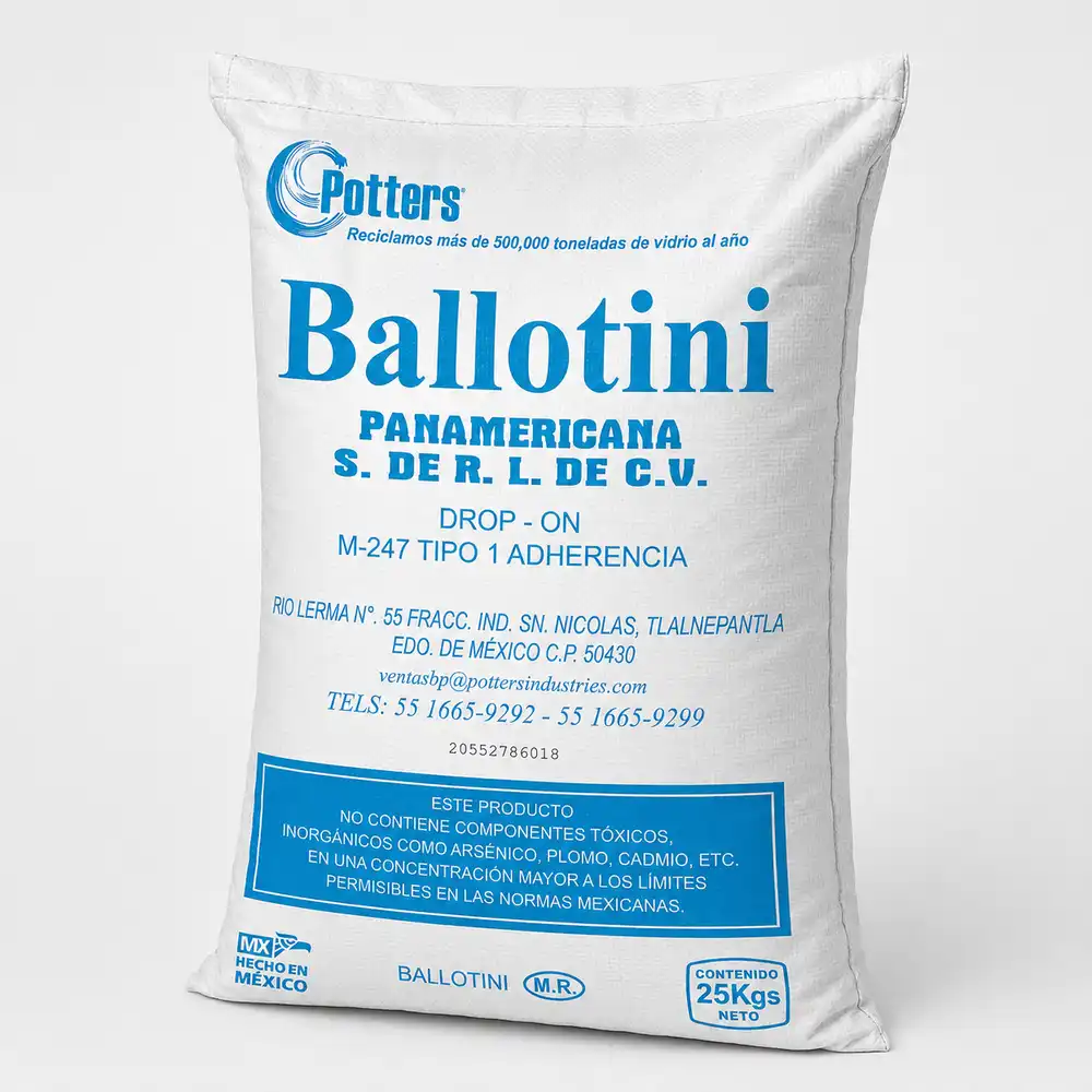 Saco Ballotini Tipo 1 Adherencia de microesferas de vidrio para señalización vial