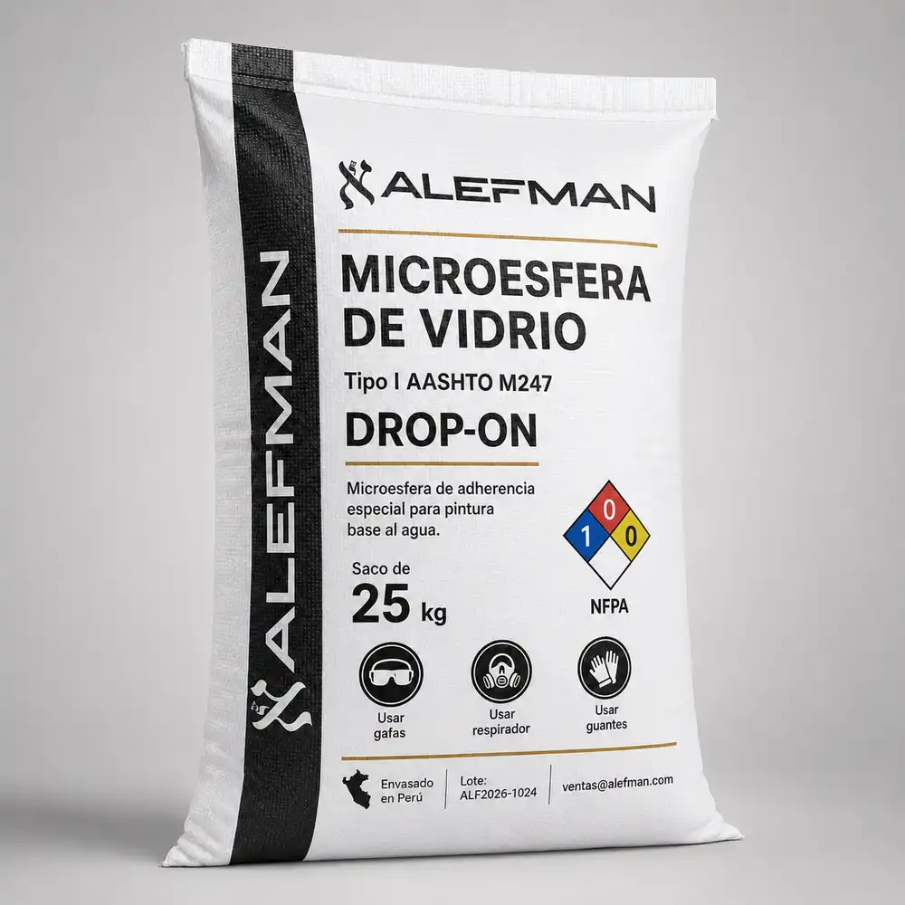 Saco Alefman de microesfera de vidrio AASHTO M247 Drop-On para pintura base al agua