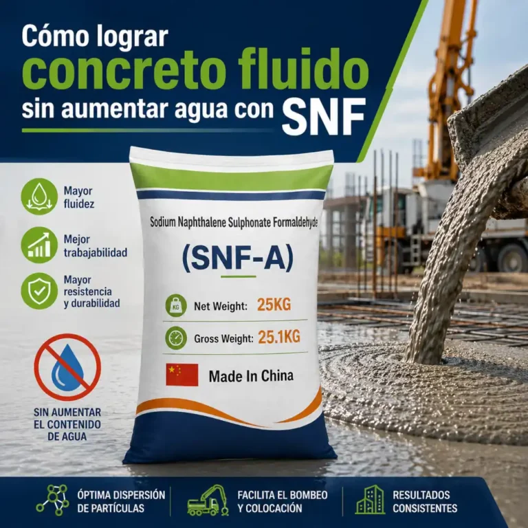 Saco SNF-A junto a vaciado de concreto fluido sin aumentar agua en obra con bomba de concreto