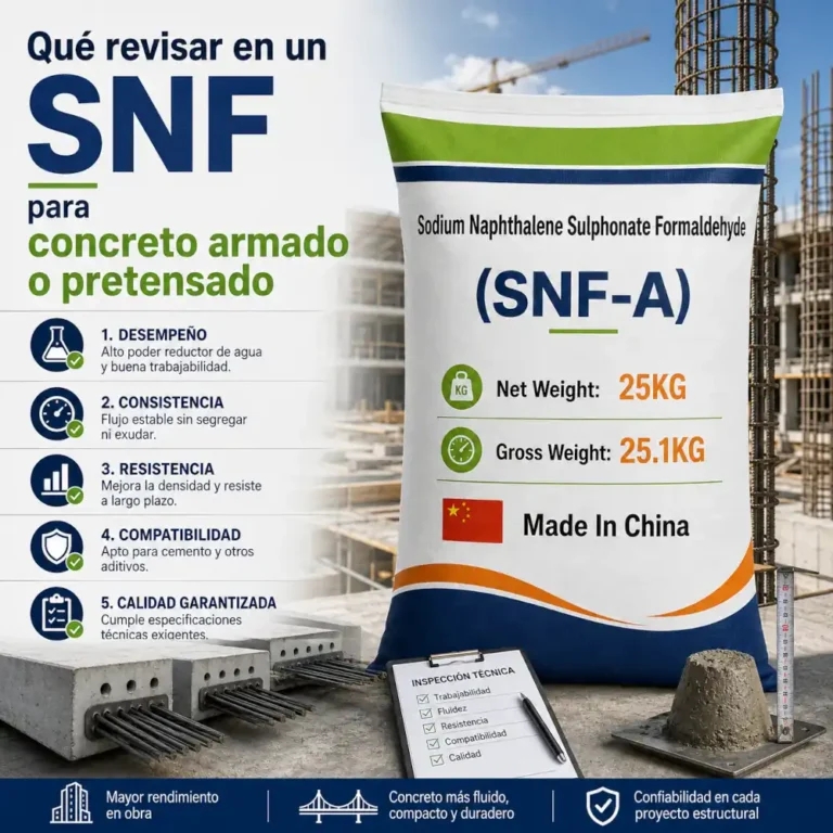 Saco SNF-A para concreto armado o pretensado con armaduras, probeta e inspección técnica en obra