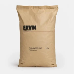 Saco kraft de 25 kg con granalla steel shot ERVIN AMASTEEL en vista frontal