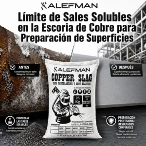 Límite de sales solubles en escoria de cobre con comparación antes y después en preparación de superficies