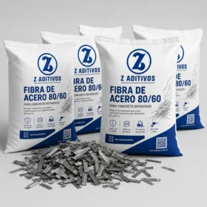 Grupo de sacos Z Aditivos 80/60 para abastecimiento de fibra de acero en obra.
