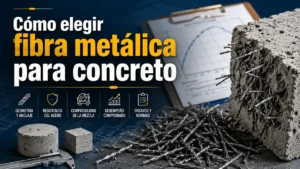 Selección de fibra metálica para concreto según geometría, anclaje, desempeño posfisuración y ensayos.